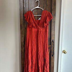 Elegant orange Ruffled Dress